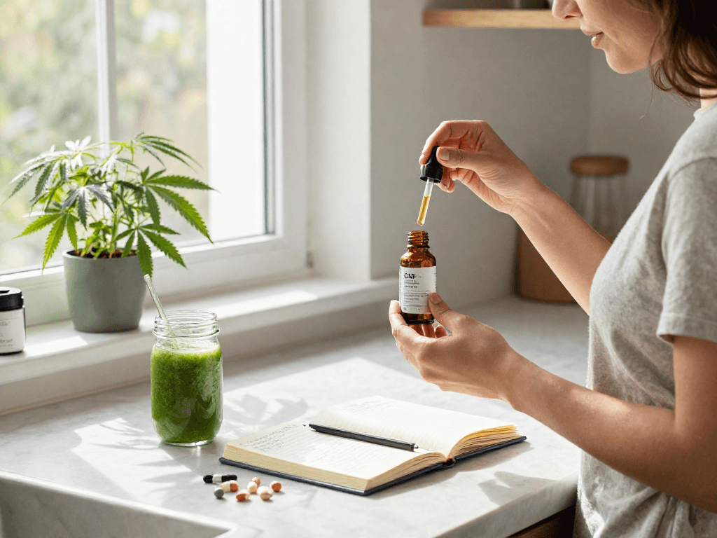meilleur site de paris sportif avec huile CBD, plantes naturelles et rituels de bien-être dans une cuisine moderne et lumineuse.