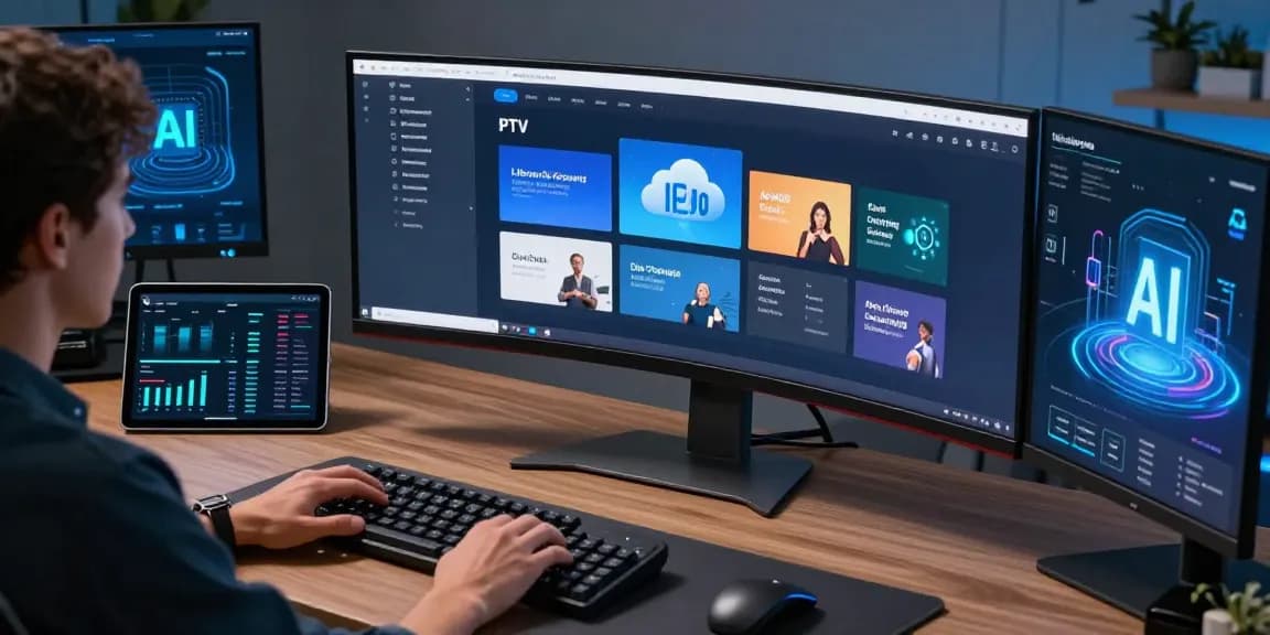IPTV reseller software development dashboard showing innovative cloud solutions and robust cybersecurity measures.