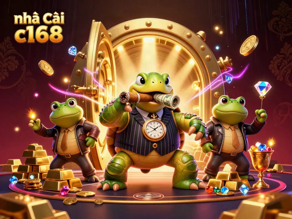 Experience thrilling gameplay at nhà cái c168 with vibrant characters, rich casino visuals, and dynamic game elements.