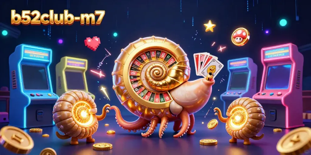Experience thrilling gameplay at b52club-m7 with vibrant neon illustrations and dynamic casino elements.