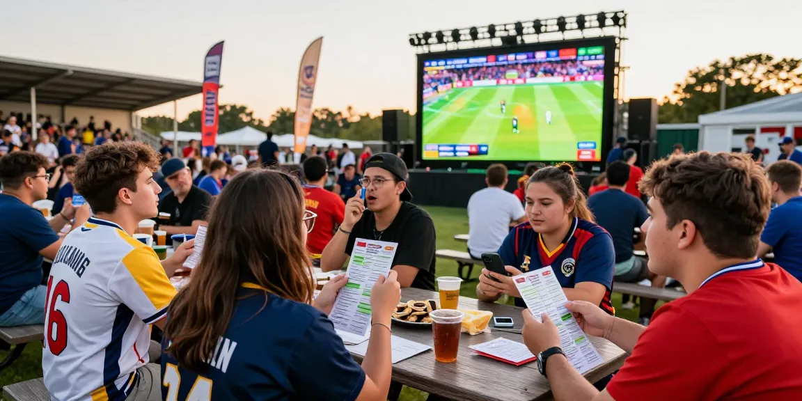 Groupe amusé par le meilleur site de paris en ligne en regardant un match.