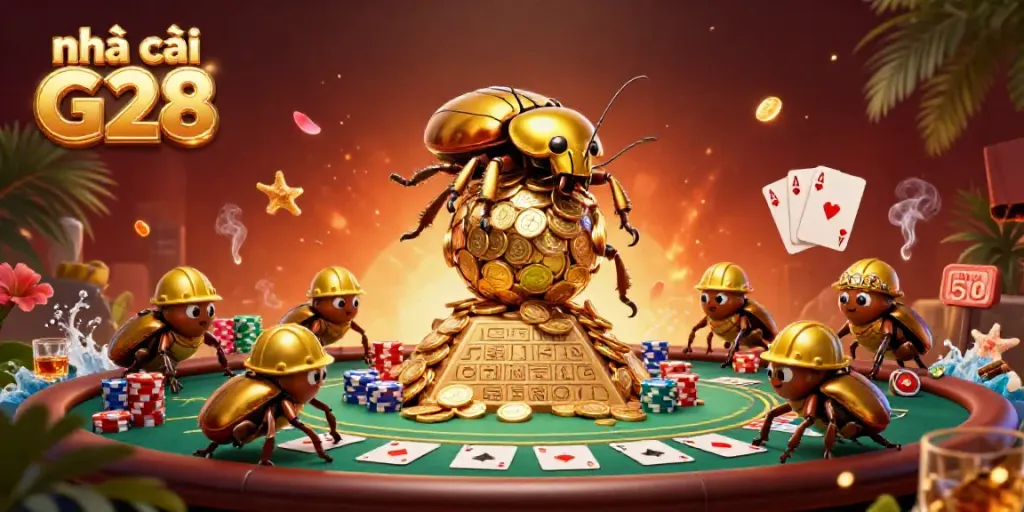 Engage in thrilling action at nhà cái G28 with golden beetles and casino elements.