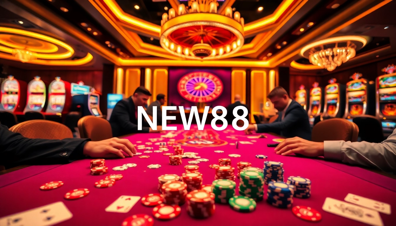 Experience the thrill of winning at NEW88 with vibrant casino gaming tables and exciting action.