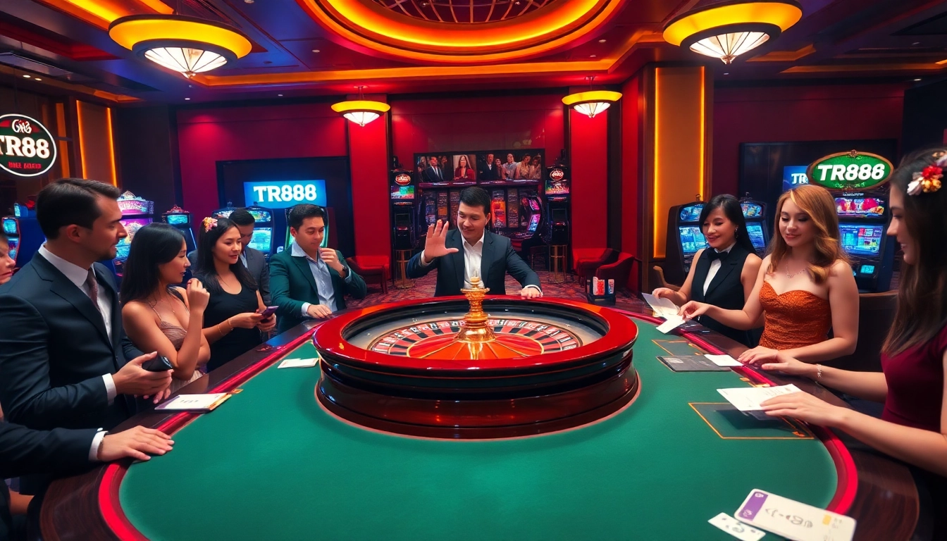 Players engaging in thrilling casino games at TR88, showcasing vibrant atmosphere and excitement.