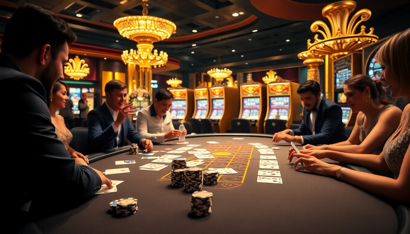 Players celebrate their wins at a high-stakes table, showcasing cwin in an exciting casino atmosphere.