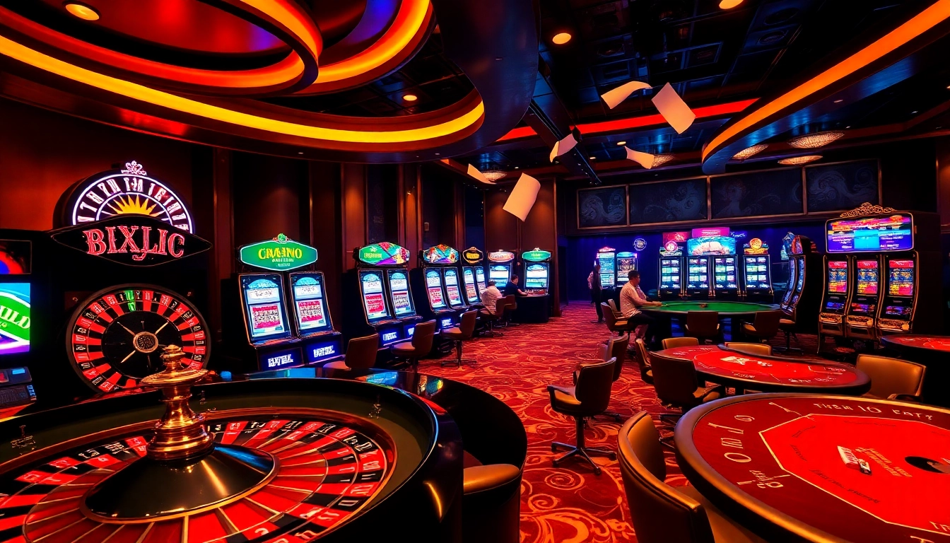 Action-packed scene at https://tk88t.org/ with players enjoying exciting casino games and vibrant slot machines.