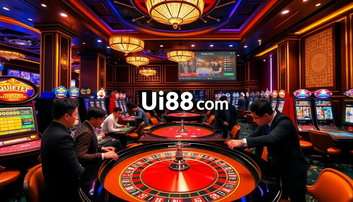 Players engaging in thrilling games at uu88 com's casino, showcasing excitement and vibrant atmosphere.