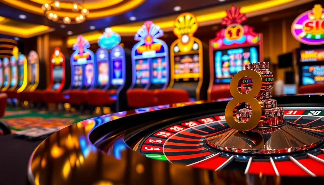 Betting at a luxurious roulette table in a vibrant casino setting featuring S8-themed chips.