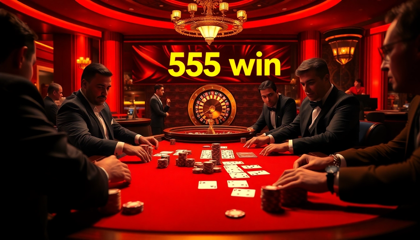 Experience the excitement of a 555 win at a high-stakes casino poker table with professional players.