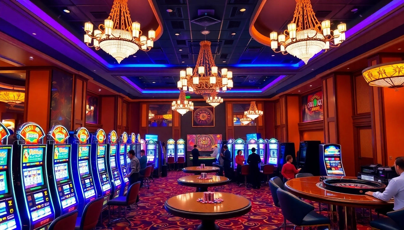 Experience the excitement of gaming with UU88's vibrant casino atmosphere and slot machines.