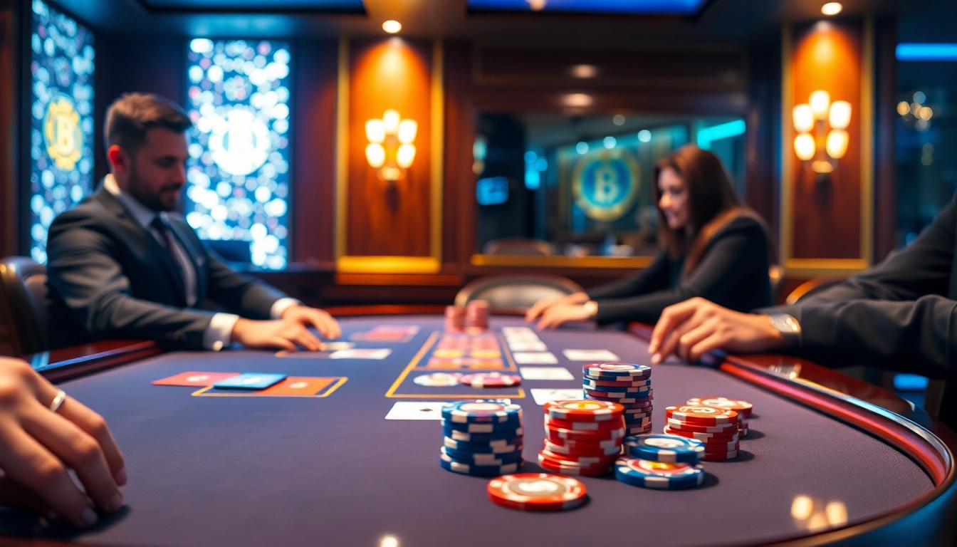 Jouer à un crypto casino avec des croupiers et des joueurs engagés dans des jeux excitants.