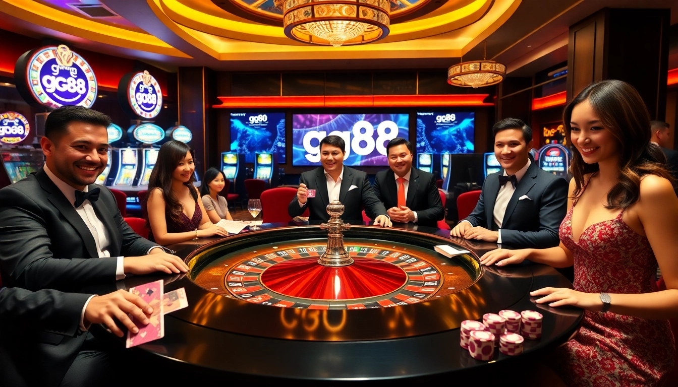 Players engaging at a roulette table in a high-stakes gg88 casino atmosphere.
