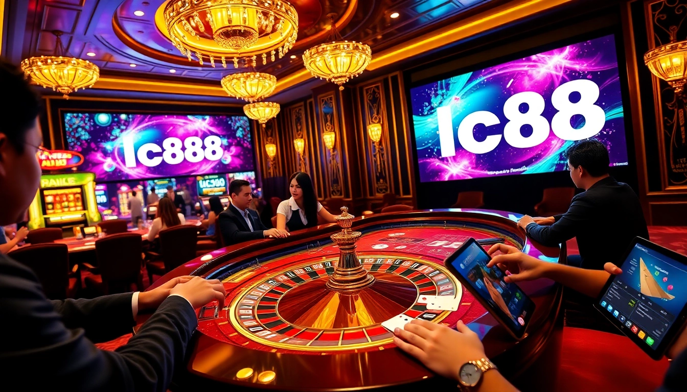 Experience the thrill of gambling at lc88 with vibrant colors and luxurious casino visuals.