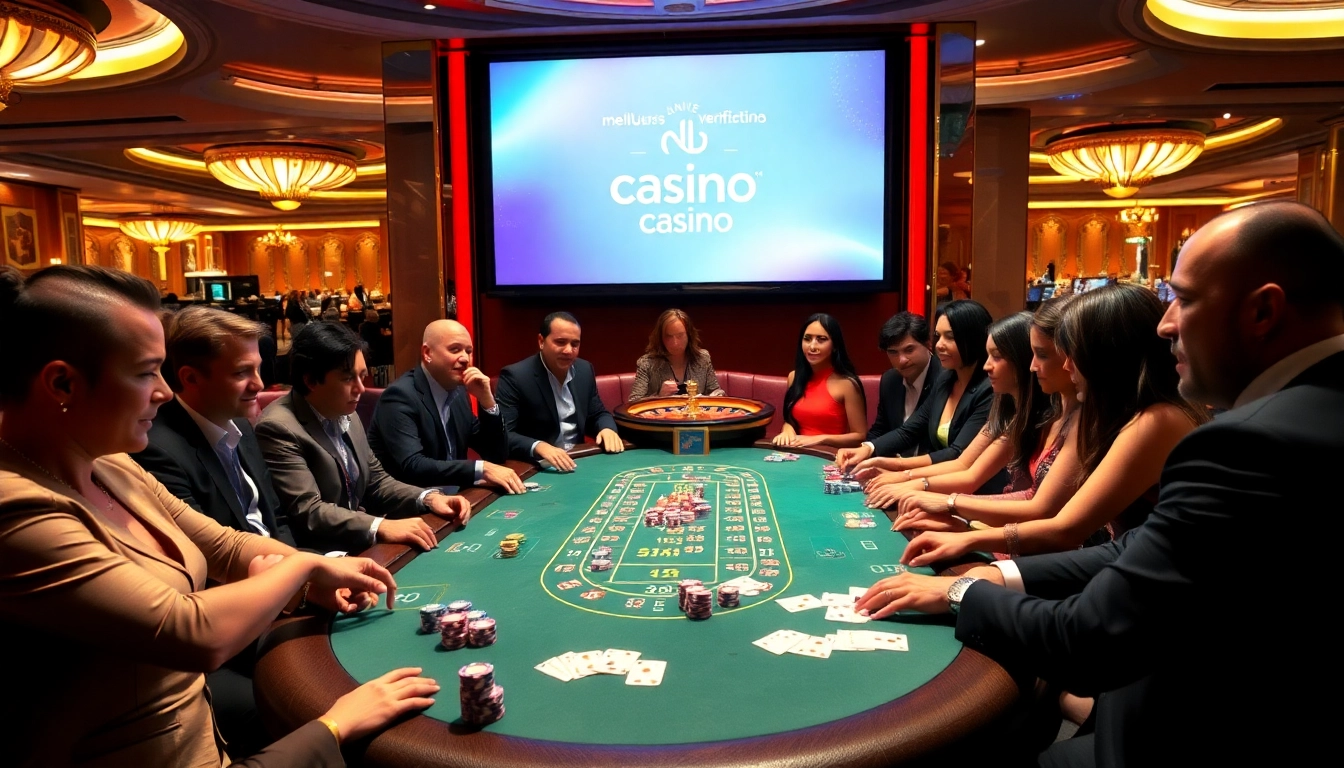 Scene capturing the excitement of meilleurs casino sans verification with poker players at a luxurious table.