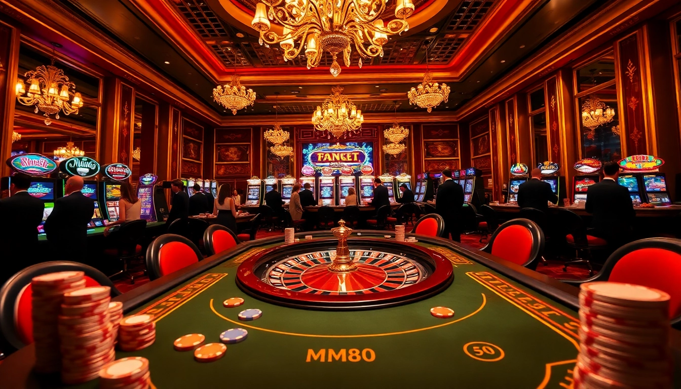 Experience the thrill of gambling at MM88 with vibrant casino tables and engaging slot machines.