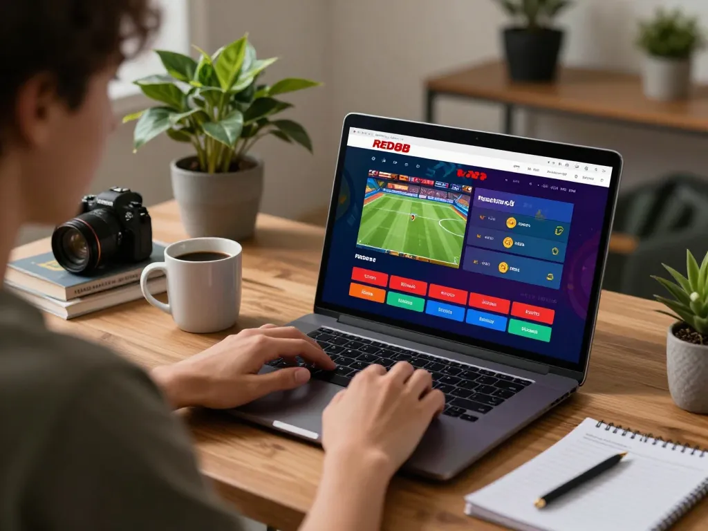 Engaging online betting experience on RED88 website with sports graphics.