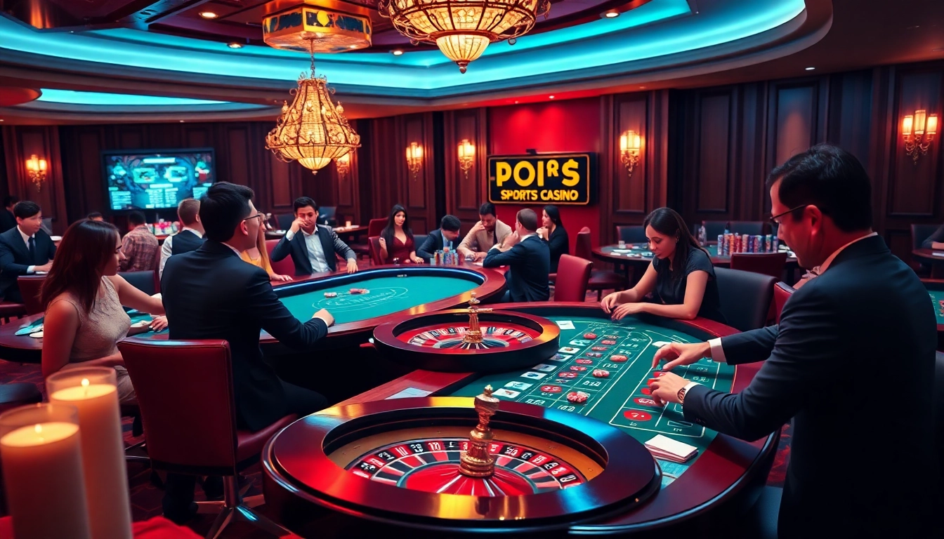 Dynamic gaming experience at nhà cái 9bet with engaged players at a luxurious casino table.