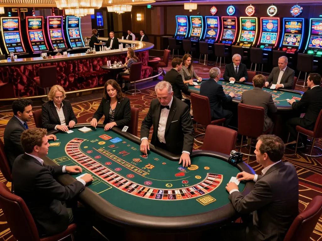 Engaging players at SKY88 casino, strategically placing bets at vibrant roulette tables, showcasing an exciting gambling atmosphere.