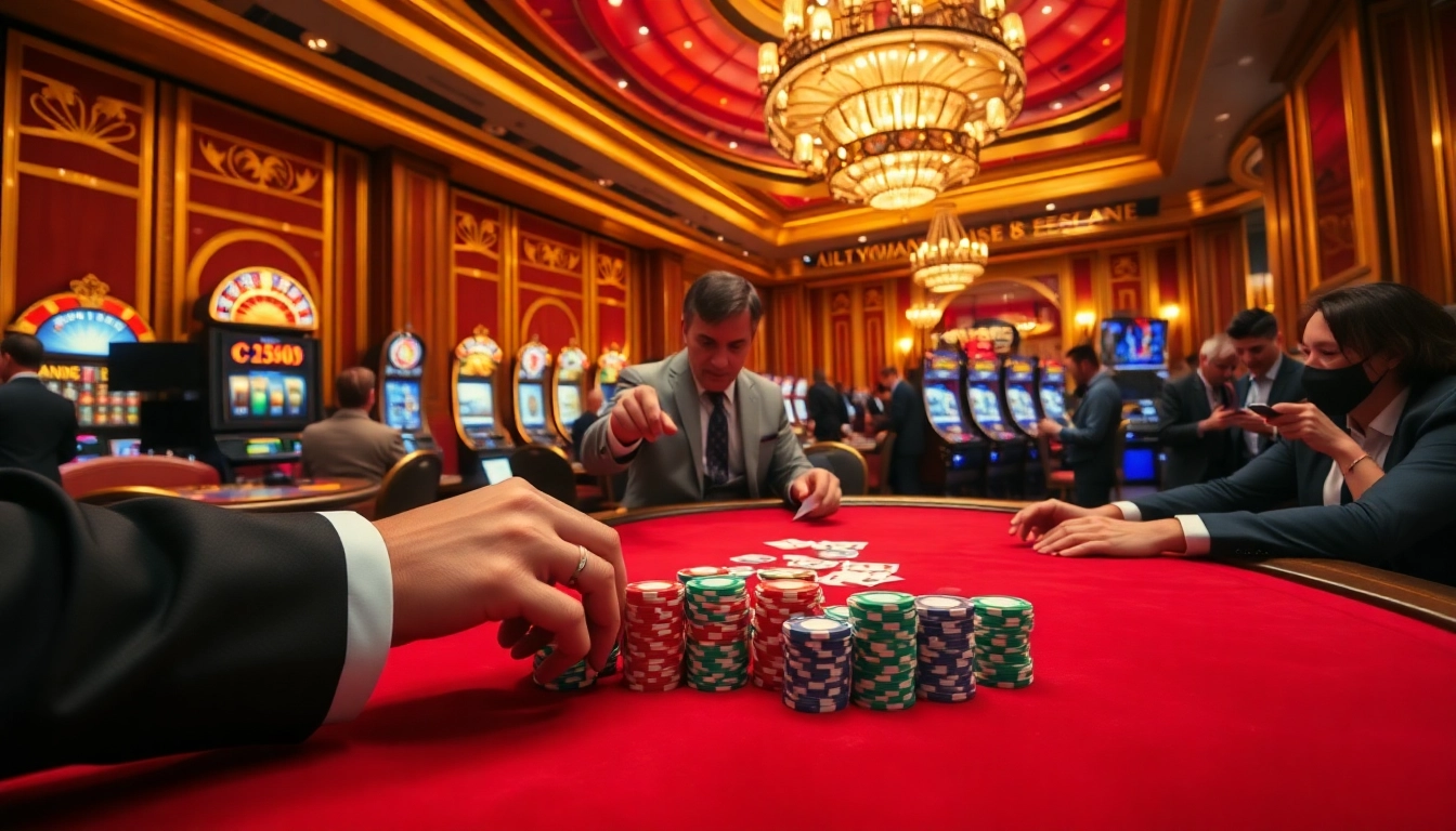 Experience a thrilling poker moment with C168 chips and roulette in a luxury casino setting.