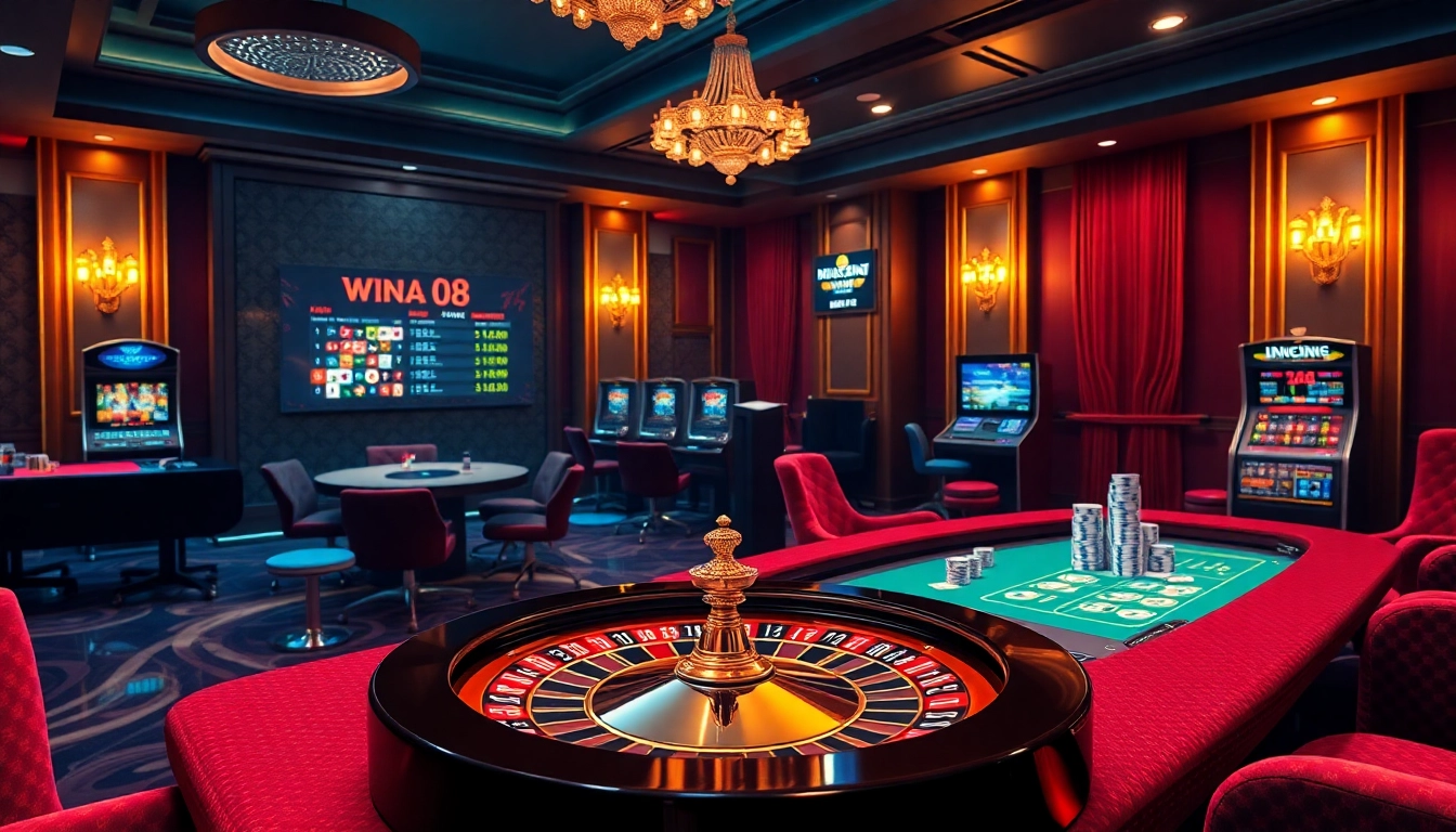 Gambling excitement at nhà cái vin88 with roulette, cards, and vibrant casino atmosphere.