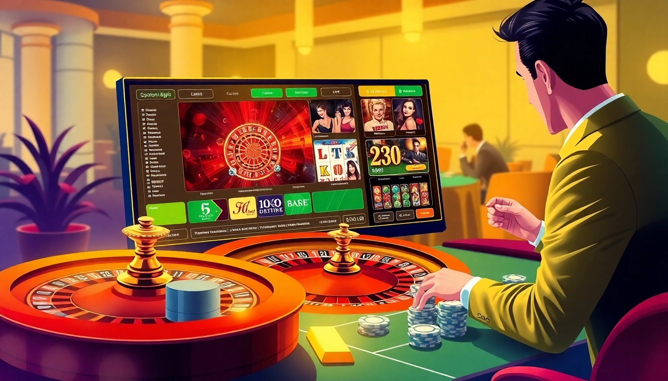 High-stakes players enjoying casino en ligne france with vibrant roulette wheel and gaming options.