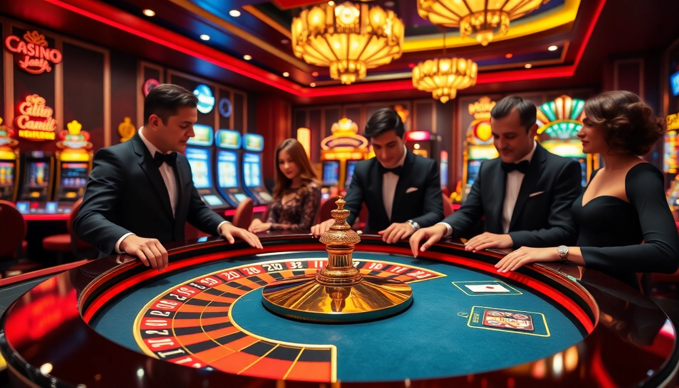 C168 table gaming experience with vibrant roulette and elegant players in a modern casino setting.