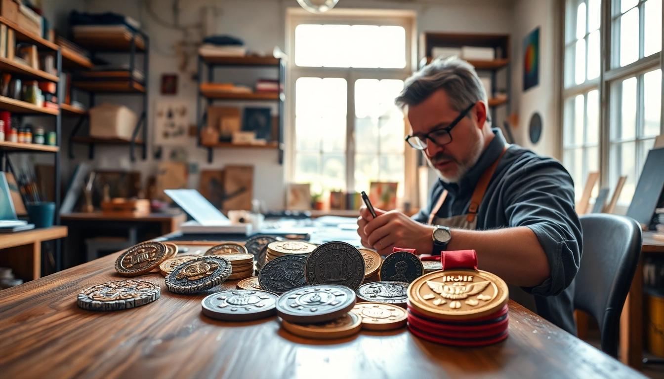 Les Médailles enroulées sur une table, montrant leur artisanat délicat et unique.