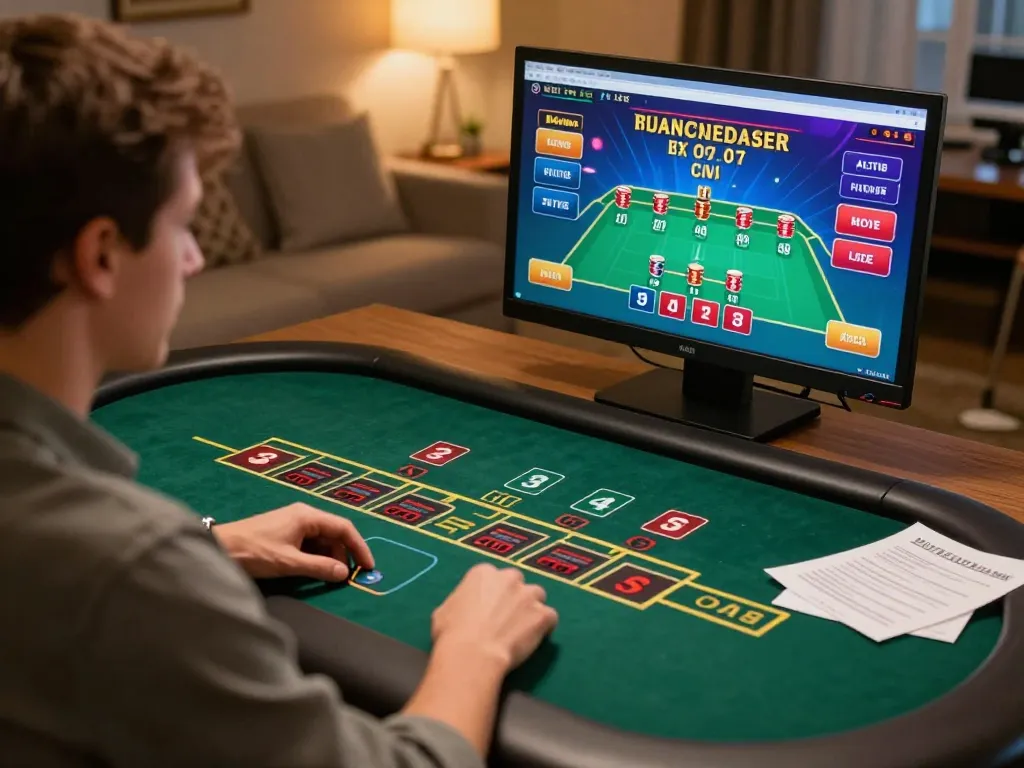 Engaging player checking 9 lotto result 4d while strategizing bets at an online casino.