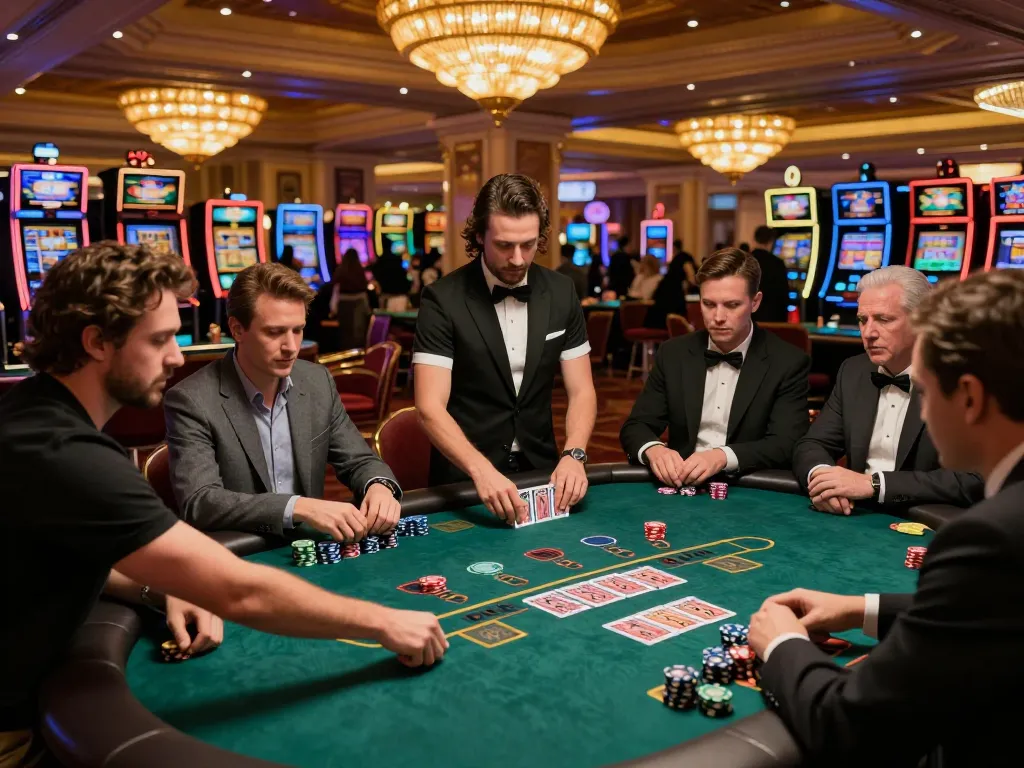 Players enjoying blackjack at mb66 casino with vibrant atmosphere and engaging gameplay