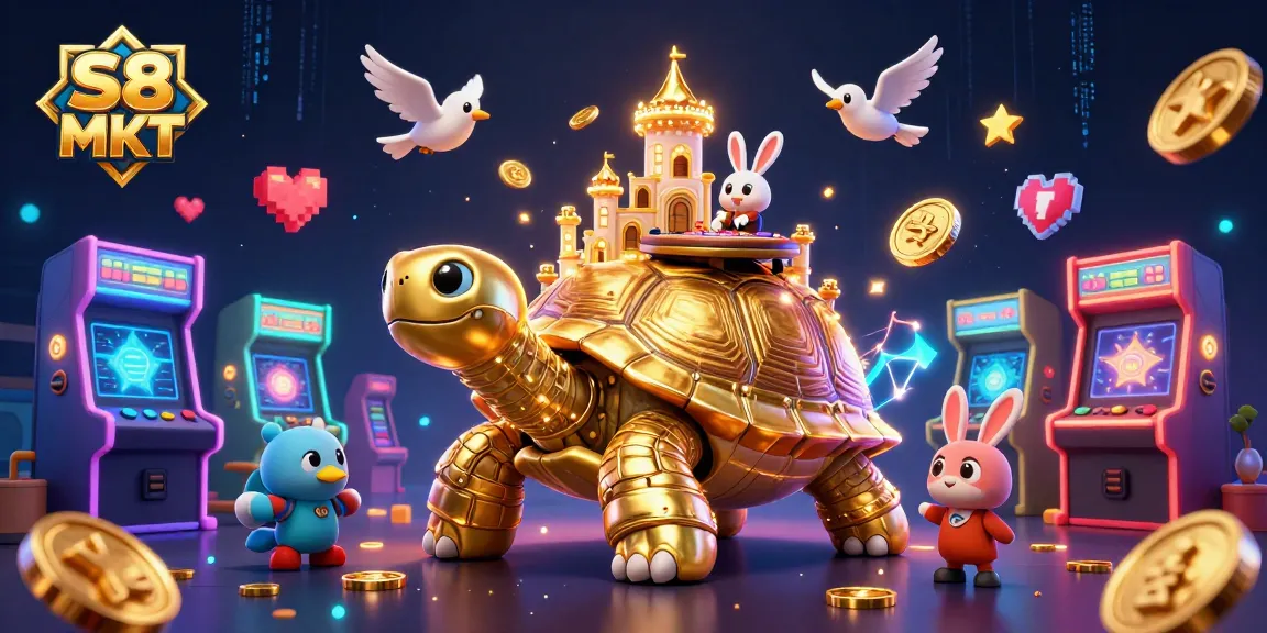 Engage with the vibrant world of S8 MKT through a dynamic casino illustration featuring a golden tortoise with casino elements.