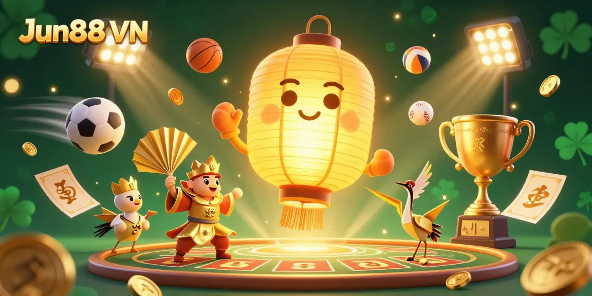 Experience thrilling gameplay at Jun88 VN with vibrant casino scenes and lucky symbols.