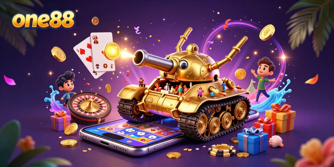 Experience thrilling gaming action at one88's vibrant casino filled with dynamic characters and gaming elements.