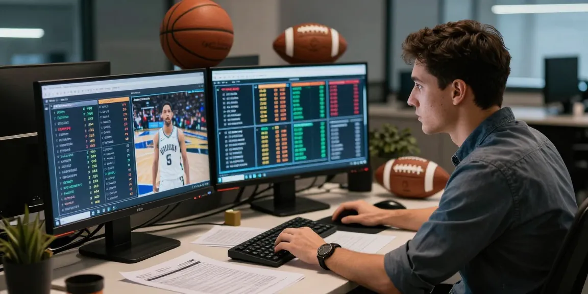 Analyse des mises chez un bookmaker sans limite de mise dans un bureau moderne avec équipement sportif.