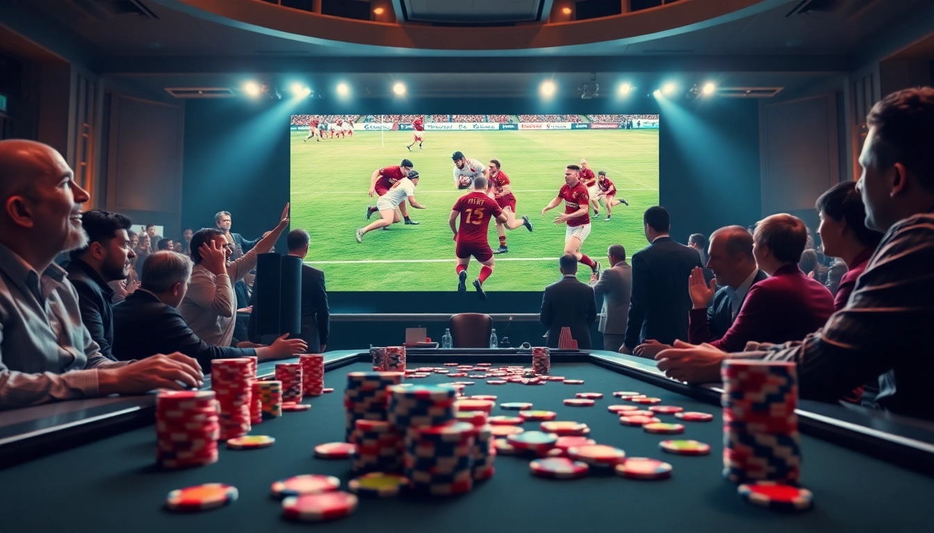 Pari sportif rugby captivates players in a vibrant casino atmosphere with dynamic actions.