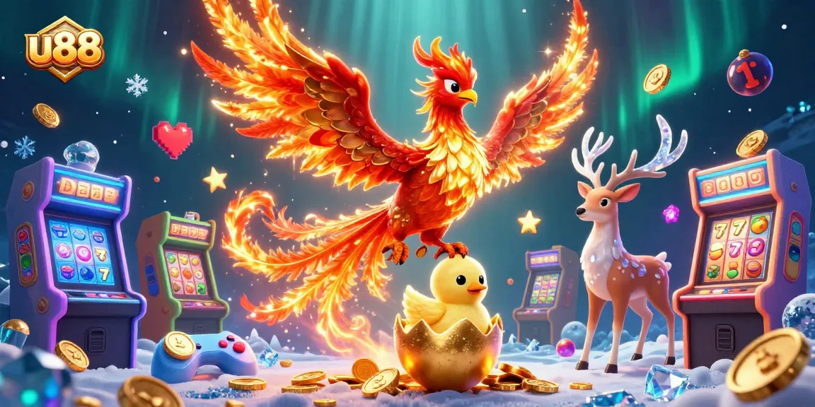 Experience exhilarating u88 gaming action with vibrant slots, lucky symbols, and enchanting phoenixes.