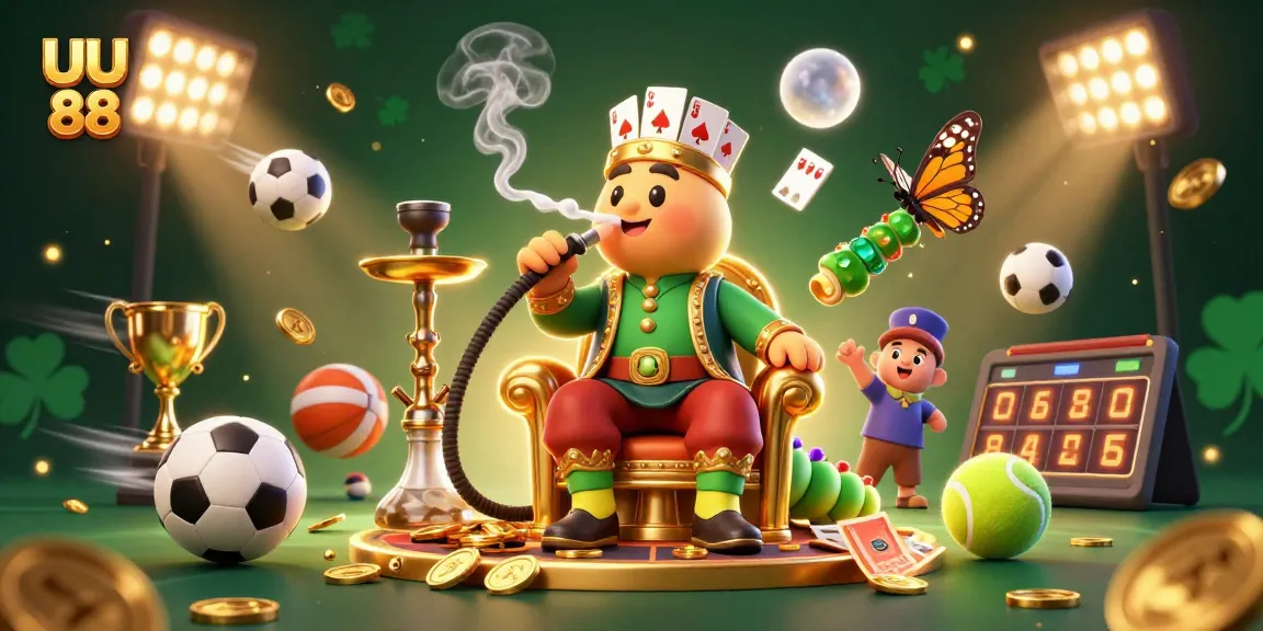 Engage with UU 88's thrilling casino experience through a vibrant 3D illustration featuring exciting gaming elements.