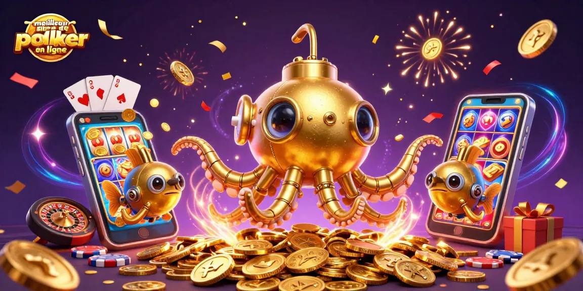 Jouer sur le meilleur site de poker en ligne avec un kraken doré et des éléments de casino dynamiques.