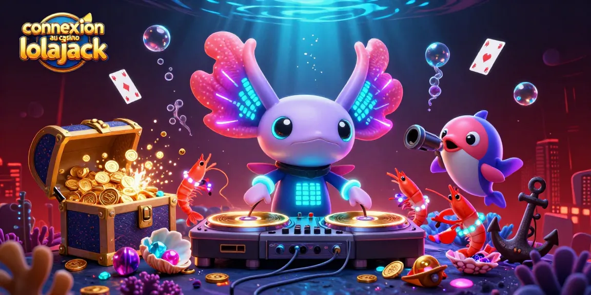 Enjoy the vibrant scene of connexion au casino lolajack with the axolotl DJ and underwater treasures!