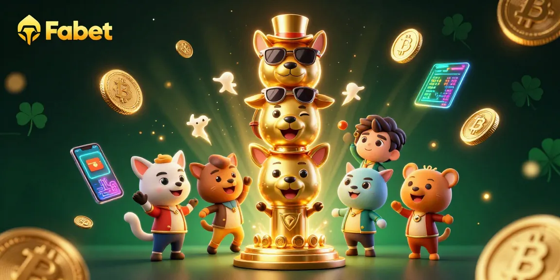 Engage with Fabet's 3D casino world through vibrant characters and crypto elements.