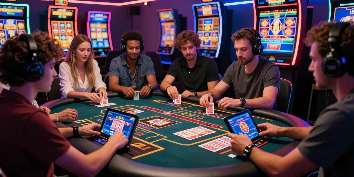 Casino en ligne vibrant avec joueurs divers profitant de jeux au tableau virtuel dans une ambiance excitante.