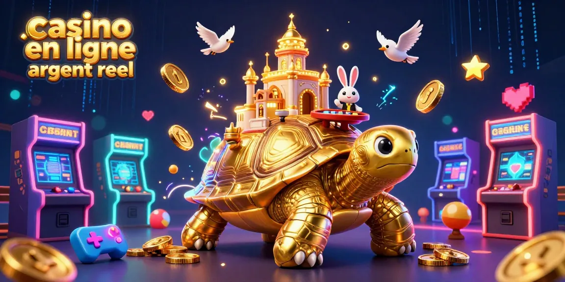Jouez au casino en ligne argent réel avec des personnages de jeu animés sous un ciel coloré.