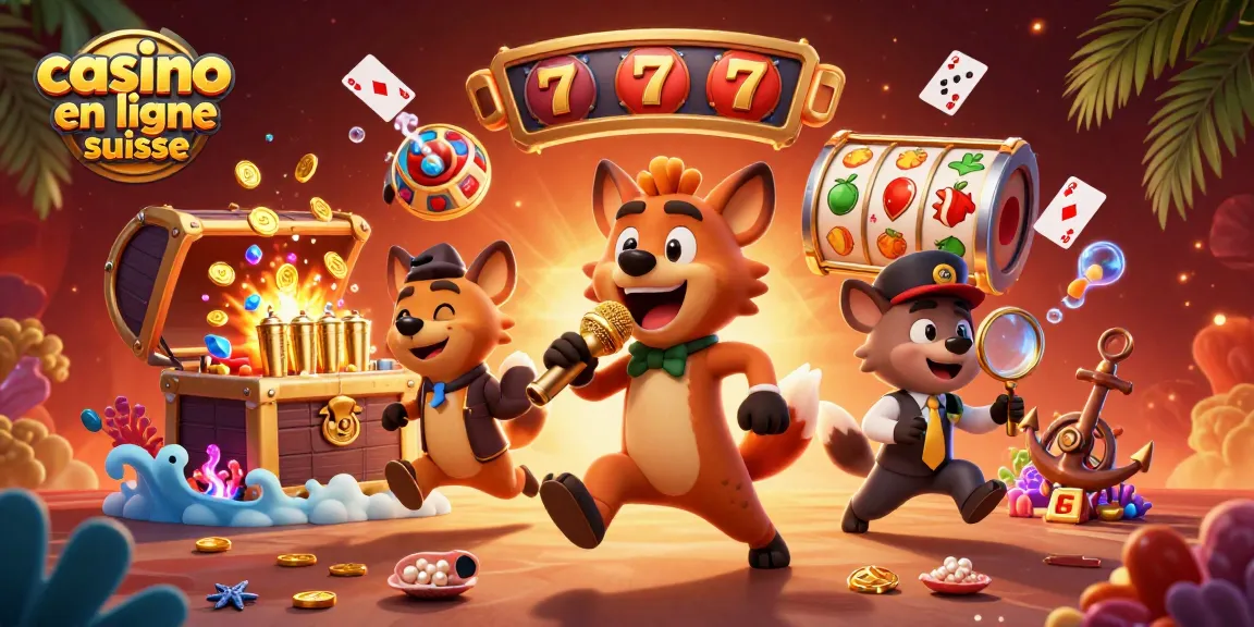 Plongez dans l'univers du casino en ligne suisse avec une scène dynamique pleine d'hyènes humoristes.