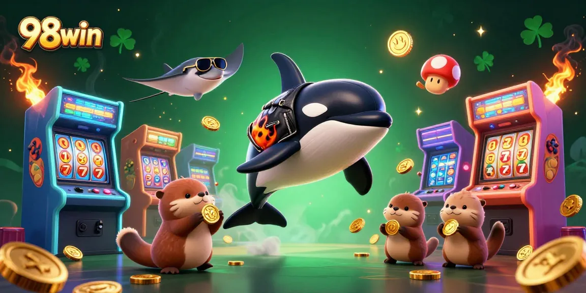 Experience excitement at 98win with orca whales and sea otters in a vibrant casino world!