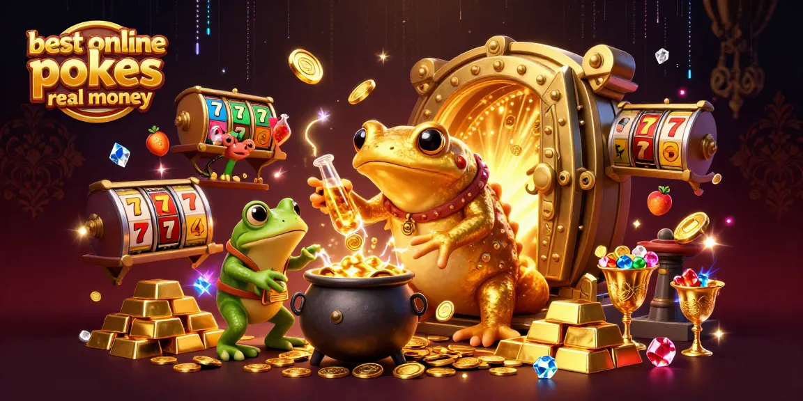 Play the best online pokies real money in this vibrant 3D casino scene!